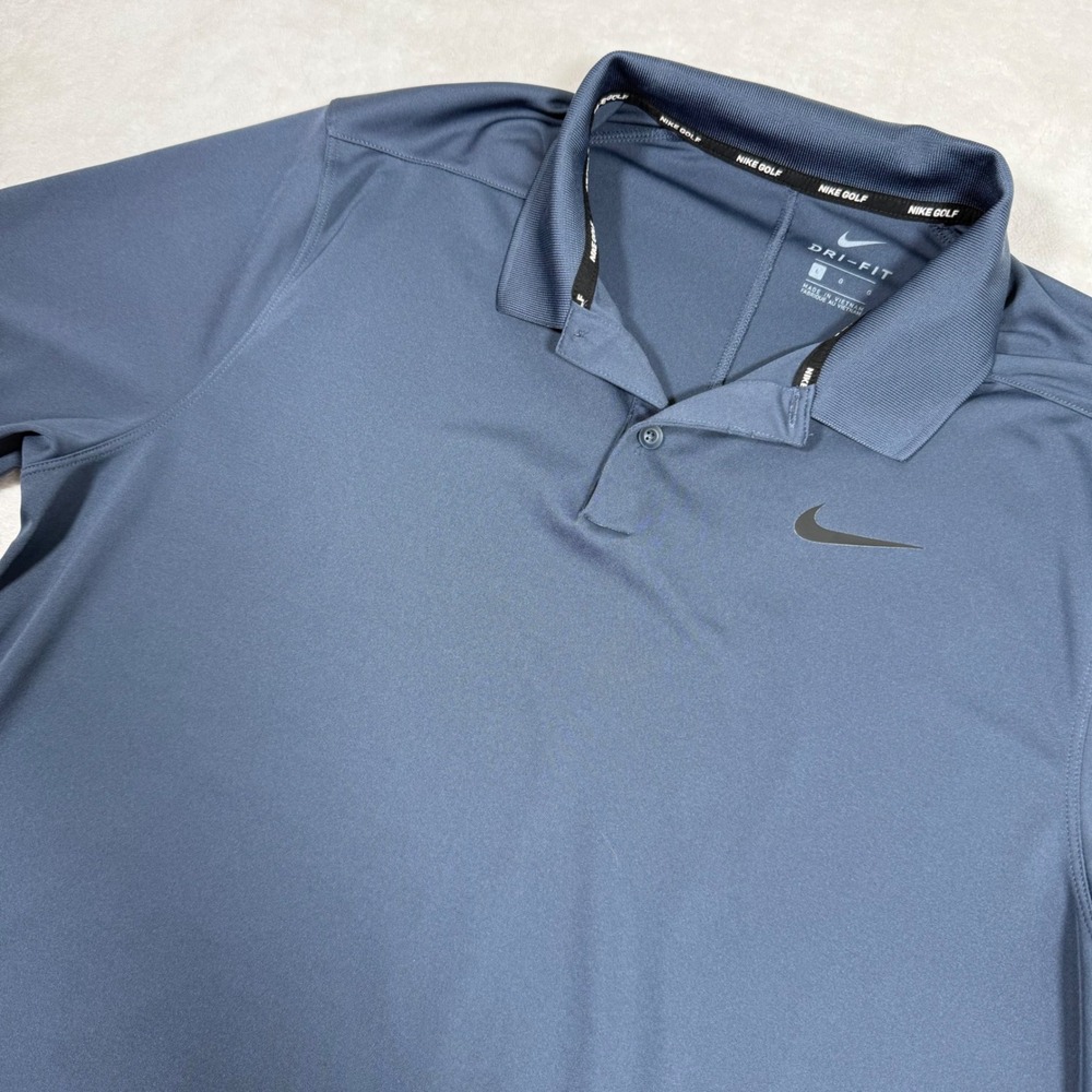 Nike Golf Dri-FIT Mens Blue Gray Short Sleeve Polo Shirt 891857-471 Large